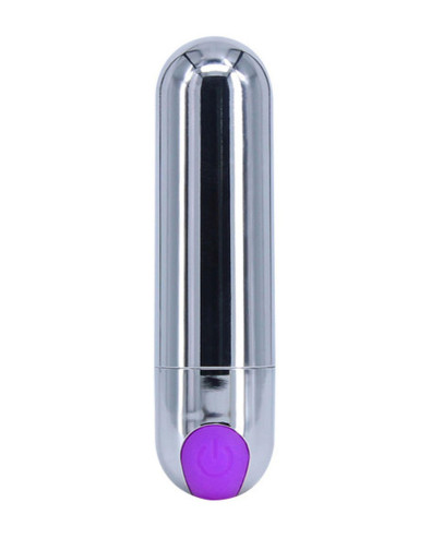 Wibrator-Strong Bullet Vibrator Silver/Purple USB 10 Function