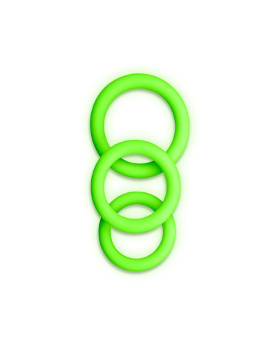 3-częściowy zestaw pierścieni na kutasa - świecący w ciemności - neonowy zielony