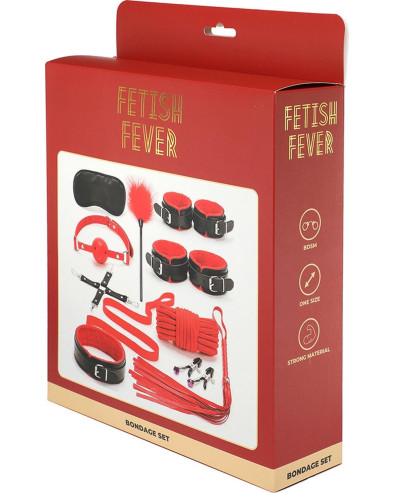 Fetish Fever - Bondage Set - 10 pieces - Red/Black