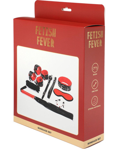 Fetish Fever - Bondage Set - 9 pieces - Red/Black