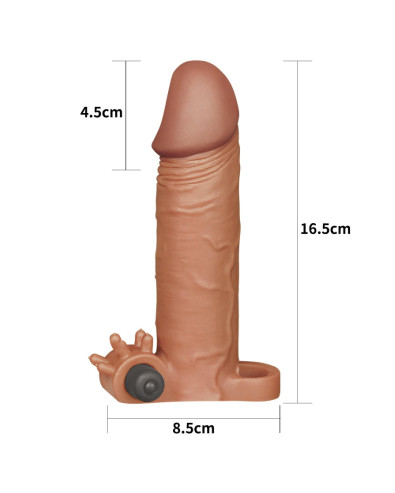 Add 2"" Pleasure X Tender Vibrating Penis Sleeve Brown