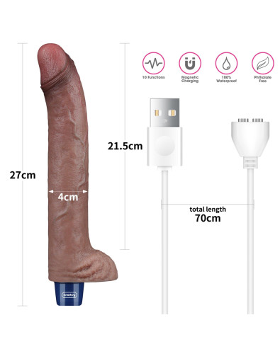 11" REAL SOFTEE Rechargeable Silicone Vibrating Dildo